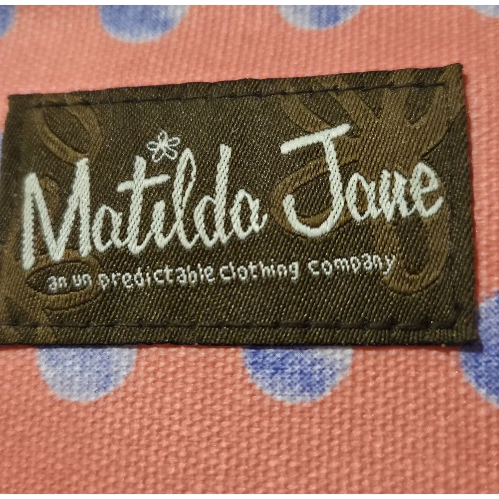Matilda Jane‎ Clothing Company Cosmetic/Makeup Pouch Pink With Blue Polka Dot